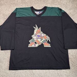 Vintage CCM Phoenix Coyotes Hockey Jersey Mens XL Kachina Logo Black Green 90s